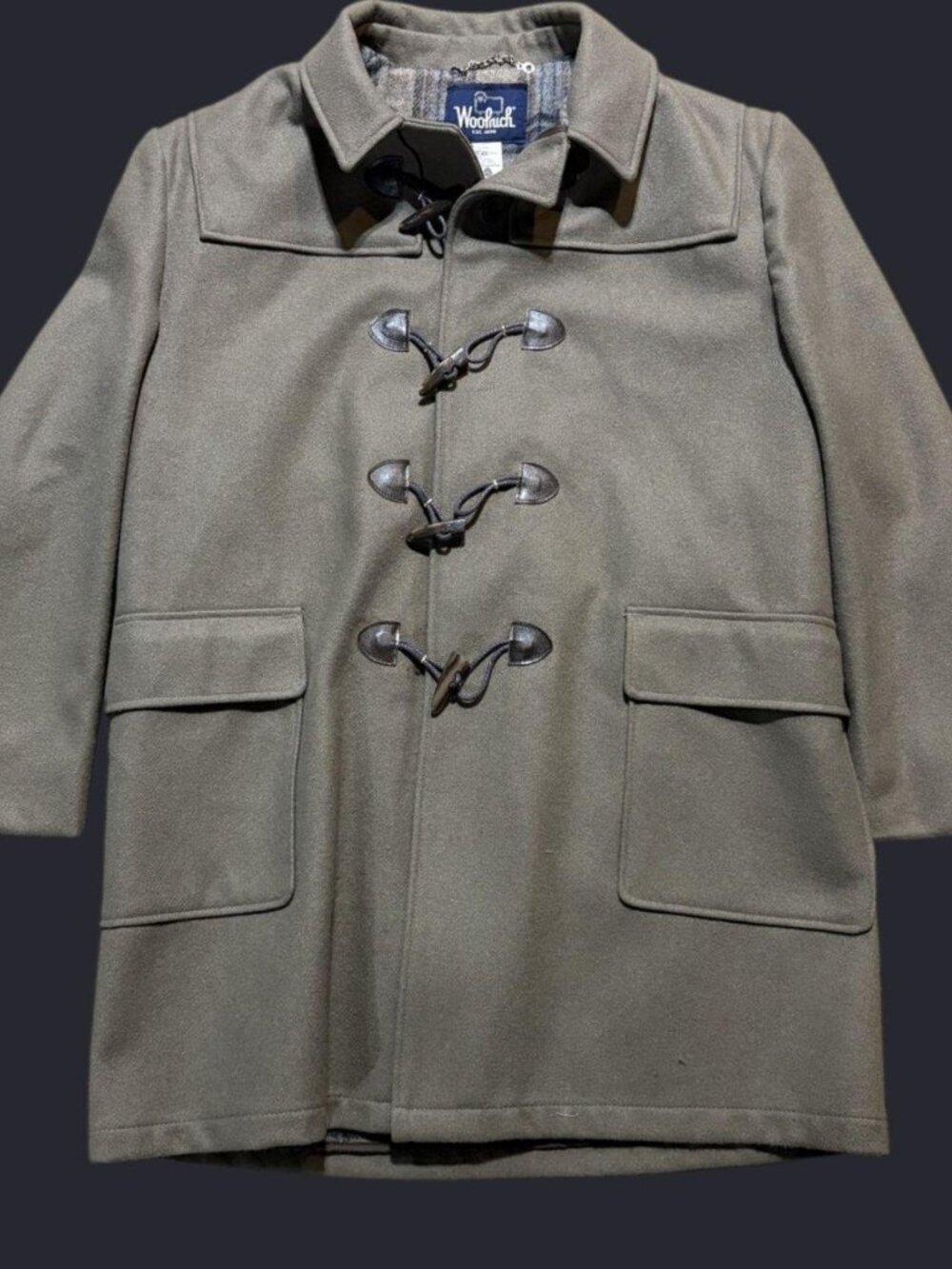 Woolrich Olive Wool Toggle Coat
